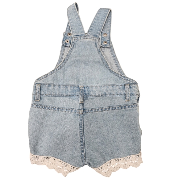 Children's Place Denim Romper With White Eyelet Trim B0036 - Picture 2 of 3